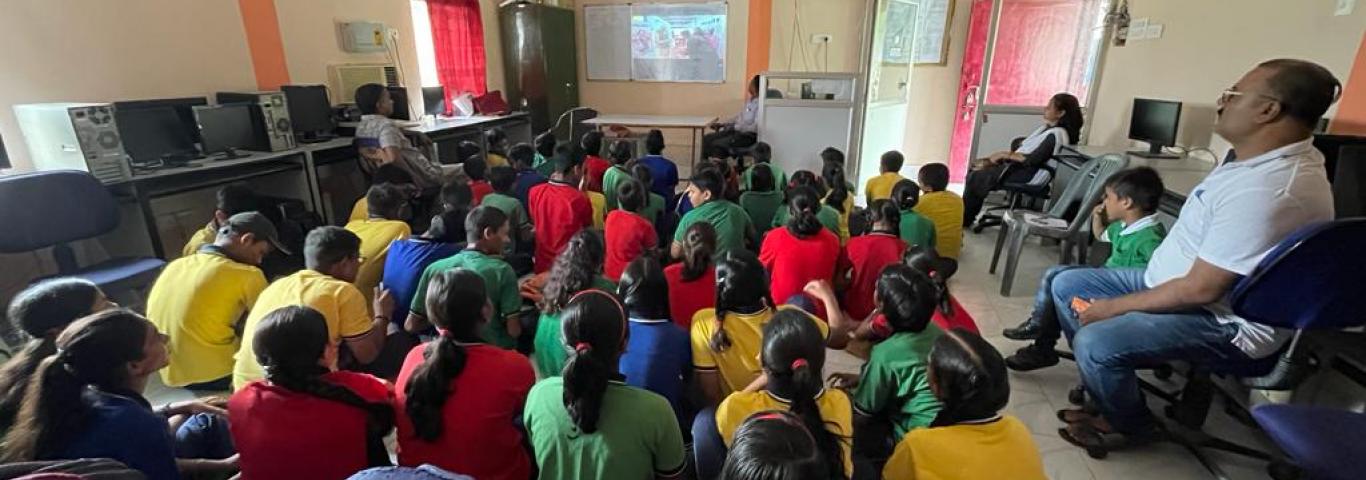 3rd Anniversary of NEP-2020. Students, Teachers, staff and parents watching Live - Akhil Bhartiya Shiksha Samagam, 2023